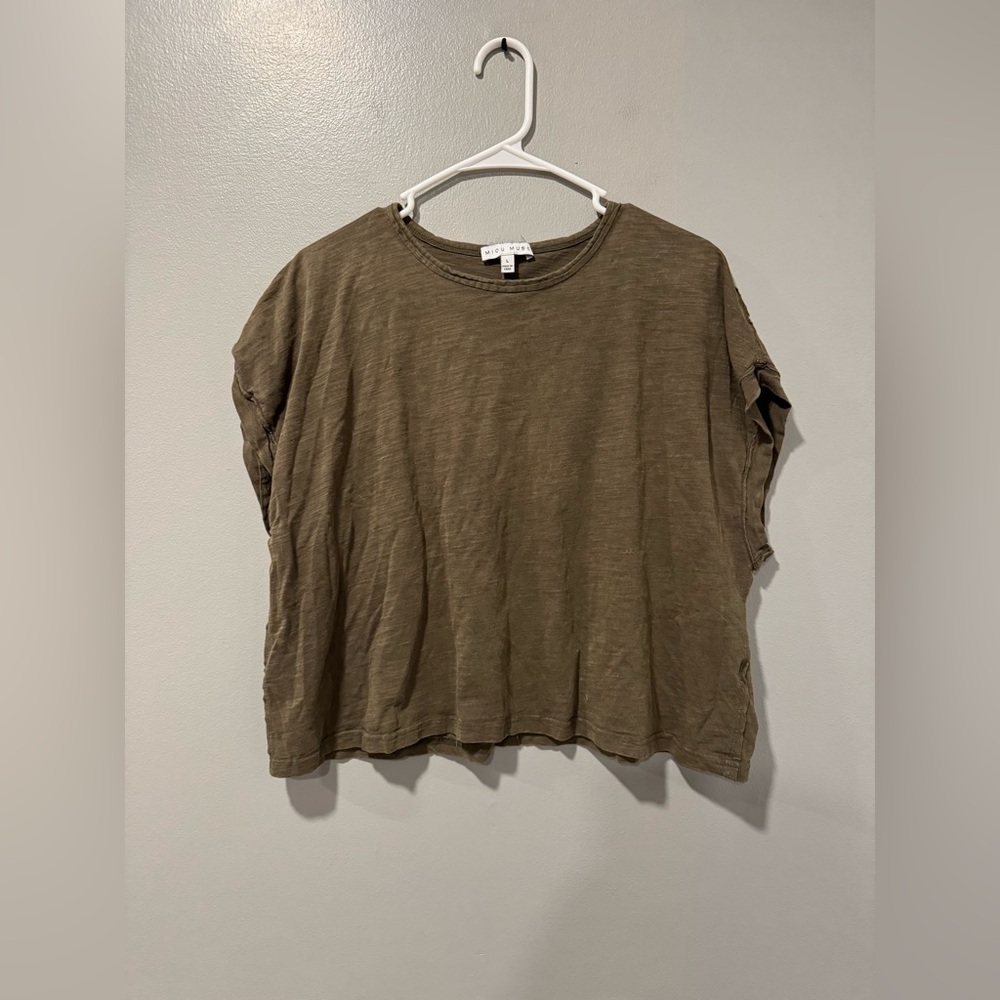 Miou Muse Round Neck Short Sleeve Top in Green Size Large